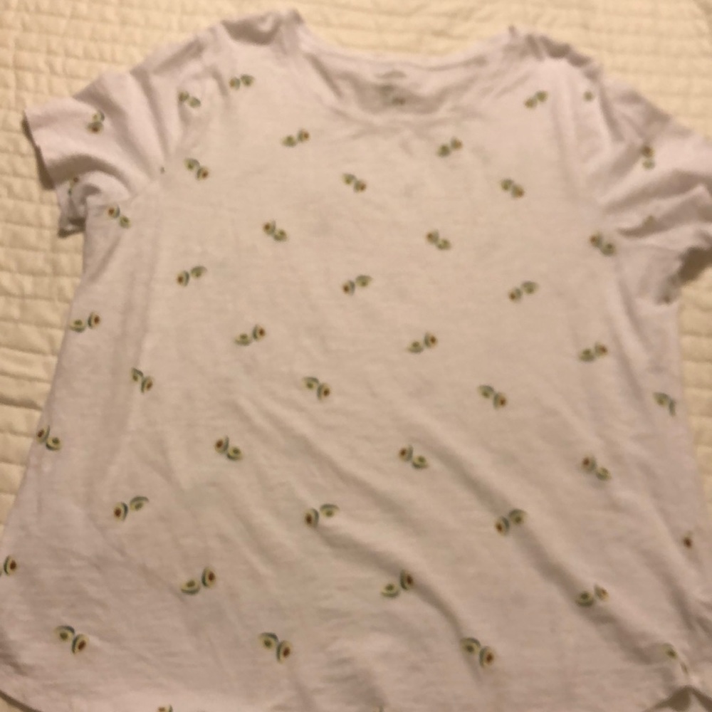 White T-shirt with avocados on it